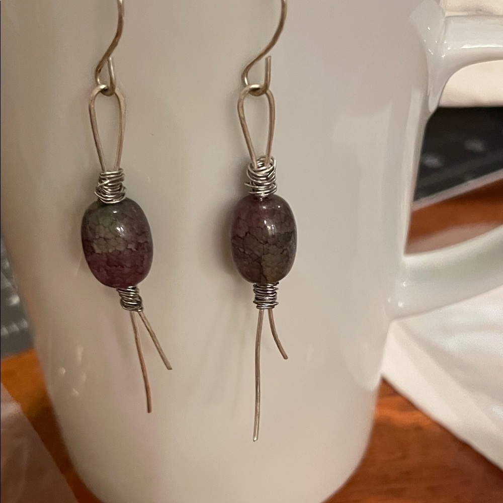 Elegant Silver and Purple Dangle Earrings